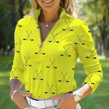 2024 új Női Golf Hosszú Ujjú polo TShirt Ruházat Minőségi Slim Golf Cipzár stílusú Ruházat sportruházat Tenisz, Baseball Ruhák