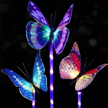 3pcs/set LED Napelemes Pillangó Kerti Fények Többszínű Változó Külső Udvaron Kerti Út Sétány Táj Dekorációs Világítás