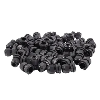 50 x Fekete Műanyag, Vízálló Csatlakozó PG11 5-10mm Átmérőjű Kábel Mirigy