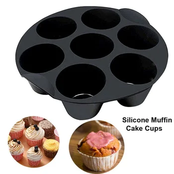 7 Még Torta, Muffin Kupa Levegő Fryer Tartozékok Muffin Formákat, Sütés Bakeware Szilikon Mat Nonstick Pan Tészta Eszköz