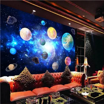 A Bolygók kozmikus Űr Csillagközi Csillagos Galaxy Bár KTV tematikus Étterem, Háttér Fotó tapéta 3D Freskó Háttérkép