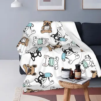 A francia Bulldog Kutya Polár Takaró Textil Dekoráció Állat Multi-function Meleg Takarót az Ágyra Szabadtéri Ágytakaró
