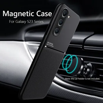 A Samsung S23 Esetben Autó Mágneses Bőr borítású Puha Keret Alapvetően A Samsung Galaxy S23 Plus Ultra 5G Telefon Esetekben Capa
