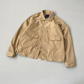 Amerikai együttműködés retro laza alkalmi munka kabát férfi kabát koreai Divat Streetwear Szafari Stílus Divatos Kabát