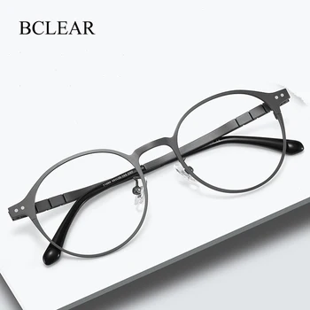 BCLEAR Titán Szemüveg Keret, Férfiak, Nők, Retro Kerek Receptet Szemüveg Keretek Divat Rövidlátás Optikai Szemüveg Tartósítószer