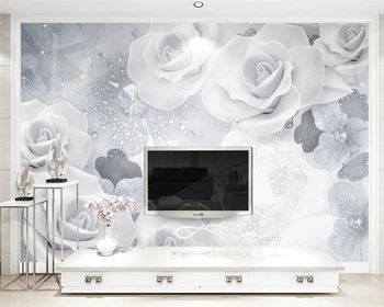 beibehang Otthon dekoráció, freskók Északi modern minimalista ékszerek dombornyomott virágok 3D TV hátteret falfestmény fotó, 3d háttérkép