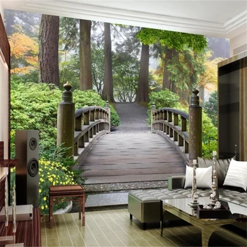 beibehang saját háttérképet nagy falfestmény, kert, park, fa híd 3D táj háttérben, fal, festés, tapéta cucc de parede