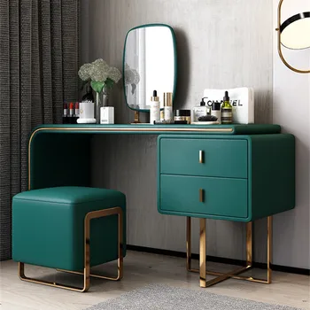 bőr higany nagy felbontású tükör gyakorlati luxus kozmetikai egyszerű hálószobás, modern, jó minőségű lakás fésülködő asztal
