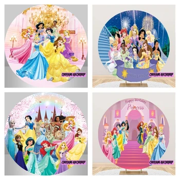 Disney Hercegnő Hófehérke Belle Kerek Hátteret Címlap Lányok Szülinapi Party Dekoráció Rugalmas Baba Zuhany Kör Háttér