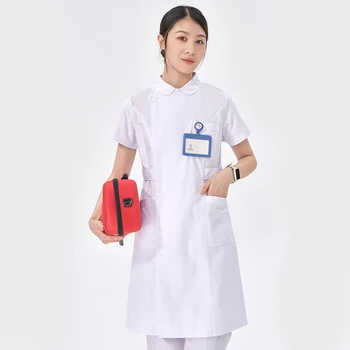Fehér Nővér Ruha Nők Orvosi Bozót Egységes Köpeny Rövid Ujjú Munkaruha Kórházi Köpenyt Ruha Egészségügyi Egyenruhát 903