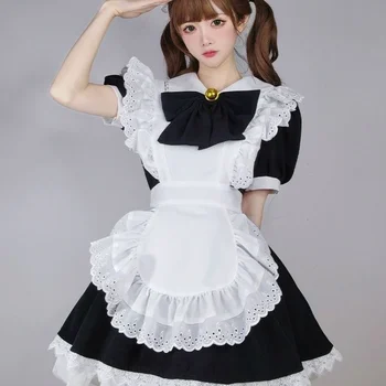 Fekete-Fehér Maid Ruha Nagy Íj Anime Cosplay Ruha Japán Aranyos Cselédek Ruha A Plus Size Szobalány Ruhában Lolita Nyúl Lány Cosplay