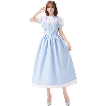 Halloween Farsang Felnőtt Anime Alice Szobalány Lolita Party Dress Up Lelkipásztori Farm Cosplay Jelmez