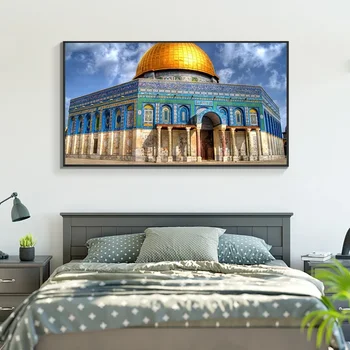 Jeruzsálem Aksa Mecsetbe Vászon Festmény Wall Art Világhírű Építészeti Plakátokat, Nyomtatás Nappali Otthoni Dekoráció