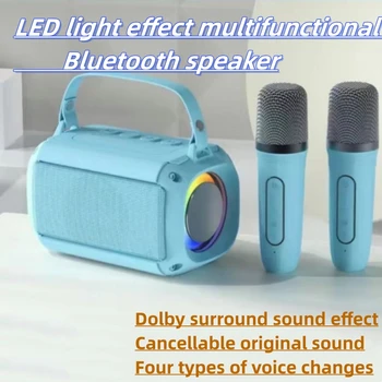 Kettős Mikrofon Karaoke Gép Mélynyomó Hordozható Bluetooth-PA Hangsugárzó Rendszer, 2 Vezeték nélküli Mikrofon, Haza, Család Éneklő Gép