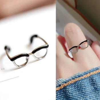 Kreatív Mini Szemüveg Gyűrűk Nők, Férfiak, Állítható Gyűrű Egyszerű Luxus Bohém Ujj Gyűrű Ékszer, Szemüveg, Dekorációs Kellékek