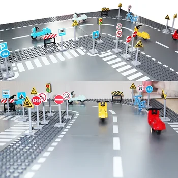 MOC építőkövei Város Közlekedési Lámpák Közúti jelzőtáblák Útlezárás Jel fénysebesség Határérték Humanoid út, Parkoló jele Jelenet Játékok