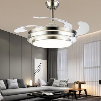 Modern Mennyezeti Ventilátor Lámpa, ABS Rajongó Penge Akril LED 220v 36/42 Hüvelyk Távirányító Nappali, Hálószoba Étterem Világítás