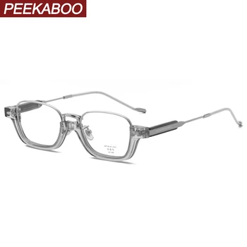Peekaboo TR90 tér szemüveges férfi retro férfi dekoráció vintage szemüveg keret nők átlátszó szürke fele fém unisex