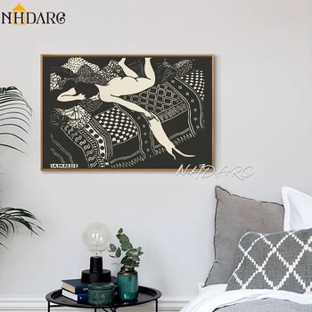 Retro Divat-Stílus Fekete-Fehér Absztrakt Nő Macska Poszter Kép Wall Art Vászonra Nyomtatott Festmény Kollégiumi Stúdió Lakberendezés