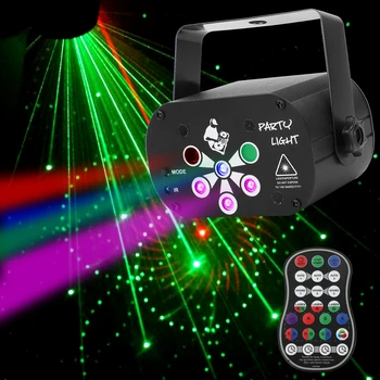 RGB DJ, Diszkó Lézer Projektor USB LED-es Színpadi Hatás Világítás Hang Aktivált Vaku Esküvő Karácsony karácsonyi Parti Lámpa