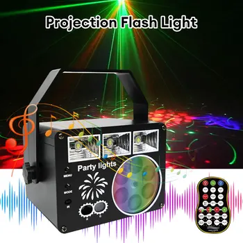 RGB LED Party Light Lézer Projektor Hang Aktivált, DJ Disco Fény USB Színpadi Fény Távirányító Magic Ball Karácsonyi Dekoráció