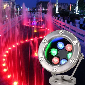 Rozsdamentes Acél Szökőkút Fény LED Állítható Szög IP68 AC 12V RGB Több Szín Változó Úszni a Víz alatt a Fény