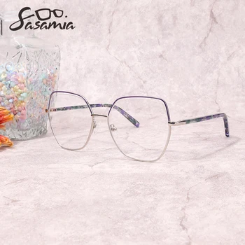 SASAMIA Nő Szemüveg Keret Geometriai Szemüveg Keret Márka Optikai Rövidlátás Fém Női Szemüveg Anti-kék Szemüveg MW3022