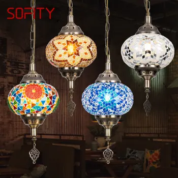 SOFITY Bohém Stílus Lógó Medál Fény Egyszerűen Kreatív Dekoratív Üveg LED Mennyezeti Csillár Otthon Élő Hálószoba