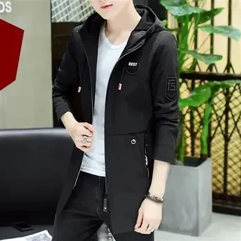 Tavaszi, Őszi kabát férfi közép -, illetve hosszú koreai verzió trend új alkalmi kabát férfi széldzseki a hosszú kapucnis felső