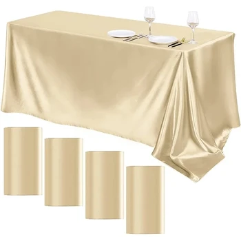 Téglalap alakú esküvői szatén terítő sima arany színű, sima asztali testreszabási