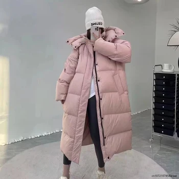 Téli Női Kapucnis Zubbonyok X-hosszú Kabátok Új Alkalmi Vastag, Meleg, Szélálló Női Outwear Streetwear Hó Viselni kabát Kabát