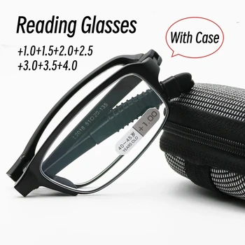 Unisex Ultra Könnyű TR90 Presbyopic Szemüveg Anti Kék Fény Nagy felbontású Olvasó Szemüveg Összecsukható, Hordozható Szemüveg Doboz