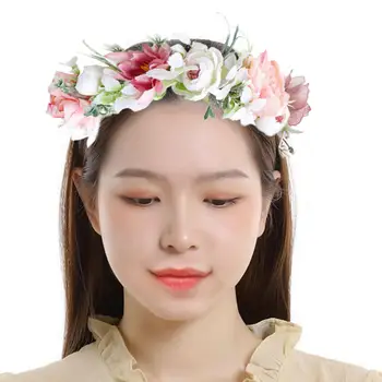 Virág Fejpánt Bohém Állítható Virágos Fejdísz Virág Korona Garland Hairband a Fél Koszorúslány Menyasszonyi Nők, Lányok