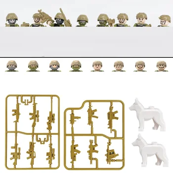 VÁROS Katonai Hadsereg Különleges Erői Mini Figurák építőkövei KOMMANDÓS Rendőr, Katona Mellény Fegyverek Fegyver Tégla Játékok
