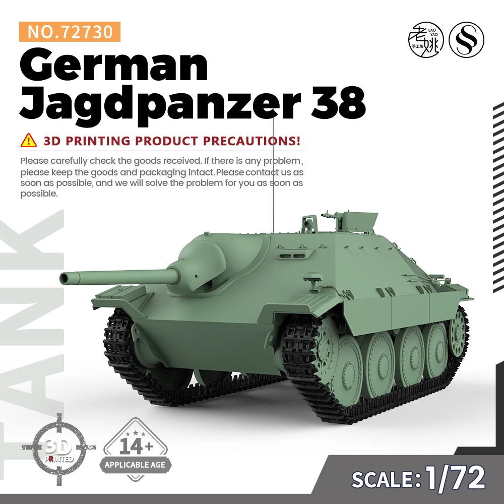 SSMODEL 72730 V1.7 1/72 3D Nyomtatott Gyanta Modell Kit német Jagdpanzer 38 - 0