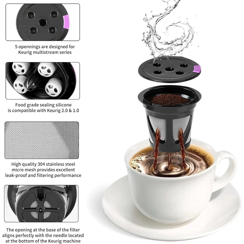 Újrafelhasználható K Csészék Keurig, 4-Pack Egyetemes Újratölthető K CSÉSZE Kávét, A Keurig Legfelsőbb Multistream Sorozat Alkatrészek - 1
