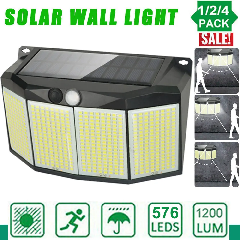 Kerti Solar Lámpa 576 LED Fény mozgásérzékelővel, Vízálló, 3 Üzemmódok Napelemes Biztonsági Lámpa Kert Kerti Dekoráció - 0
