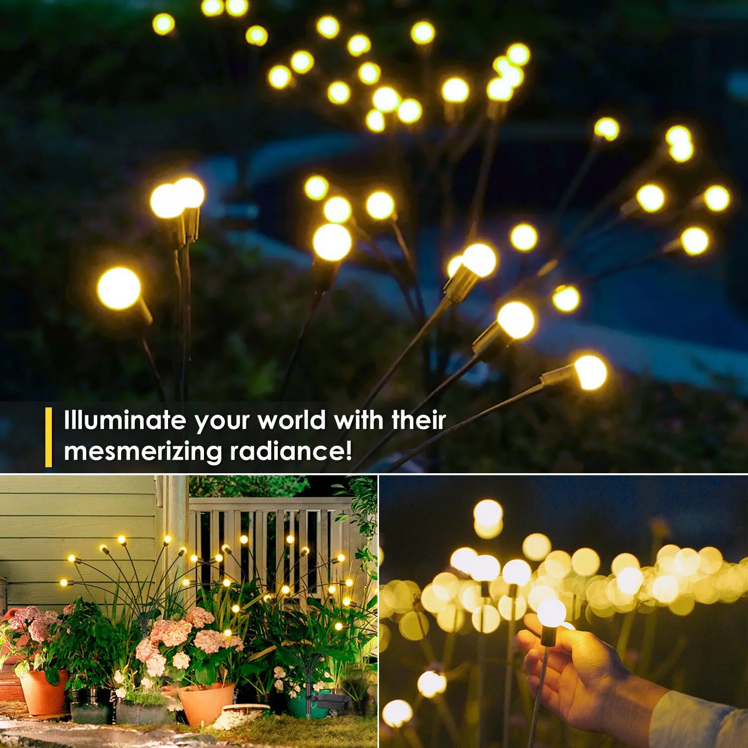 8 Fej LED Napelemes Firefly Kerti Lámpák Kültéri Kerti Lámpa Vízálló Dekoráció kerti Út, a Táj Tündéri Fények - 4