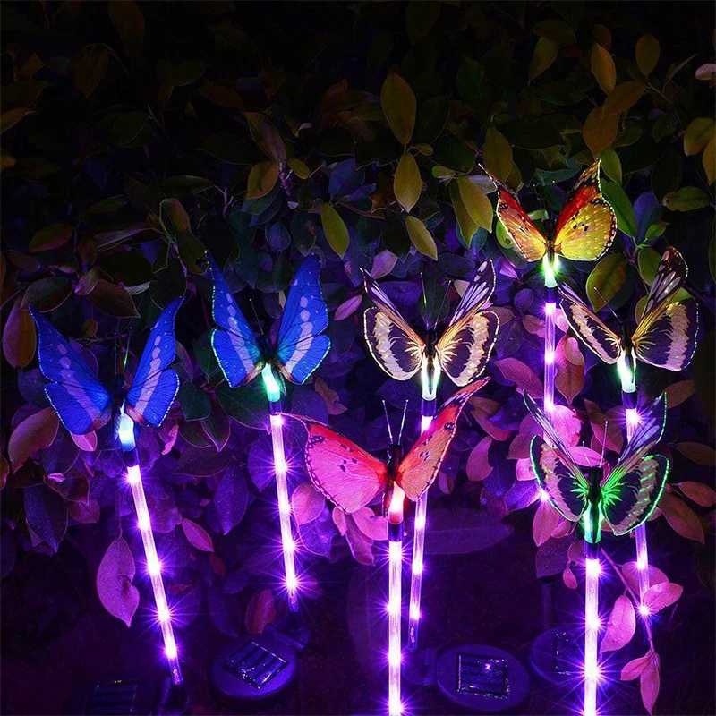 3pcs/set LED Napelemes Pillangó Kerti Fények Többszínű Változó Külső Udvaron Kerti Út Sétány Táj Dekorációs Világítás - 1