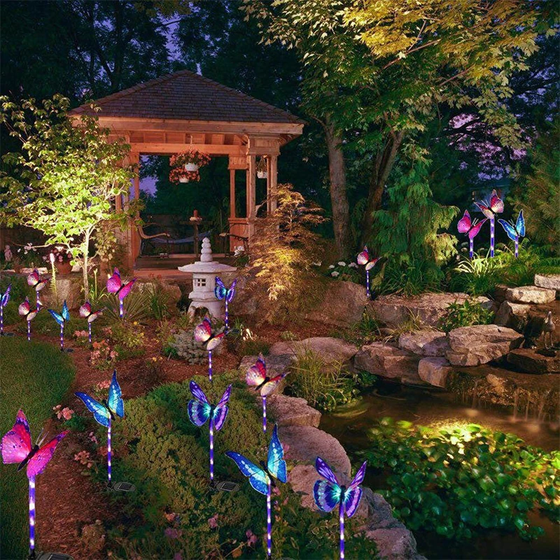 3pcs/set LED Napelemes Pillangó Kerti Fények Többszínű Változó Külső Udvaron Kerti Út Sétány Táj Dekorációs Világítás - 3