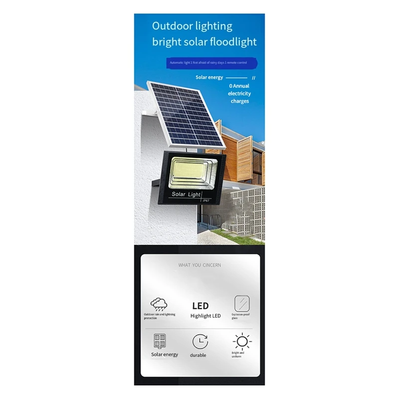 Napenergia Árvíz Fény Távirányító 100W Napelemes Spotlámpa Kültéri Vízálló IP67 Könnyen Használható - 4