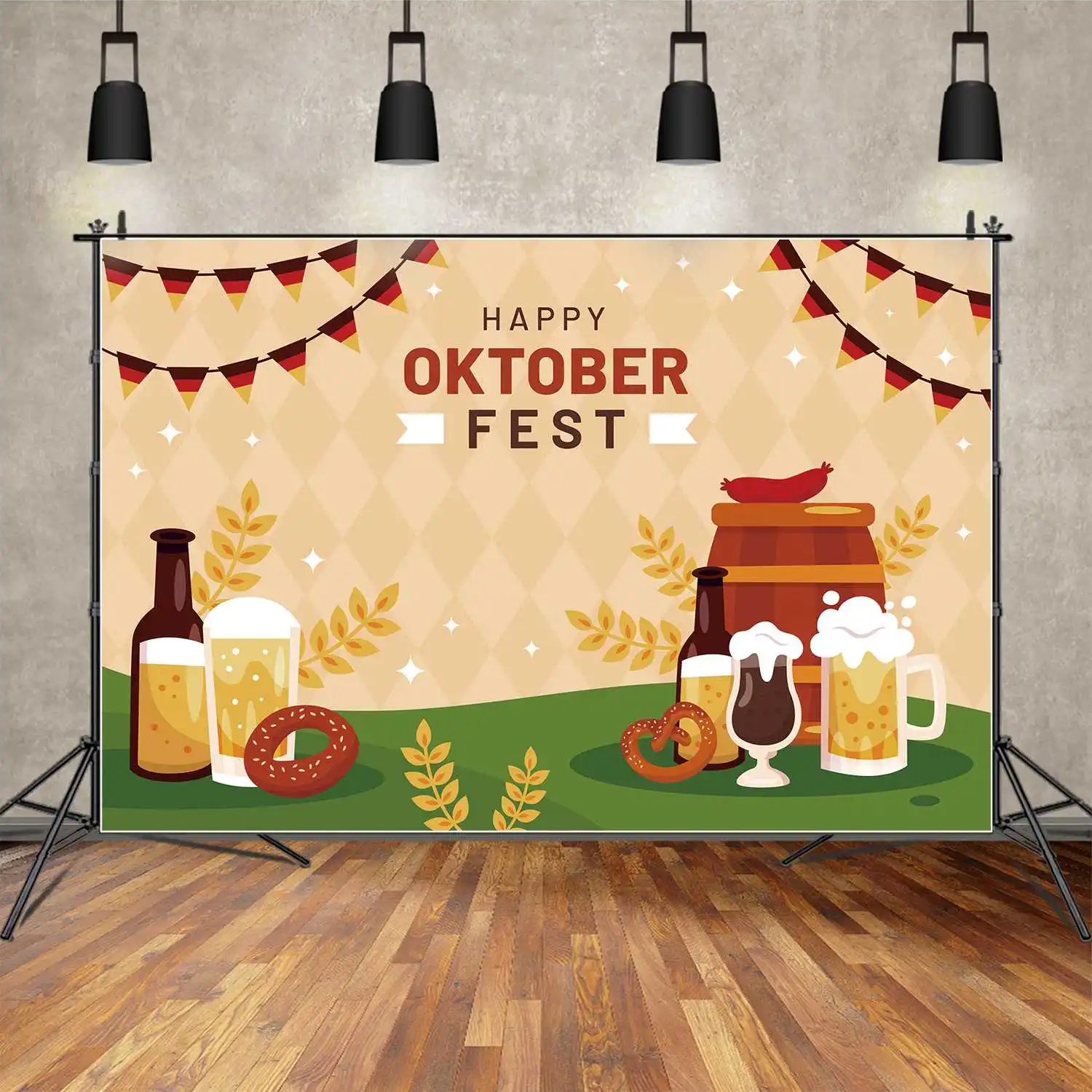 HOLD.QG Hátteret Boldog Müncheni Oktoberfest Banner Sör Fesztivál, Buli Fotó Háttér Hordó Bagel Kolbász Ellenőrizze, Fali Dekoráció - 0