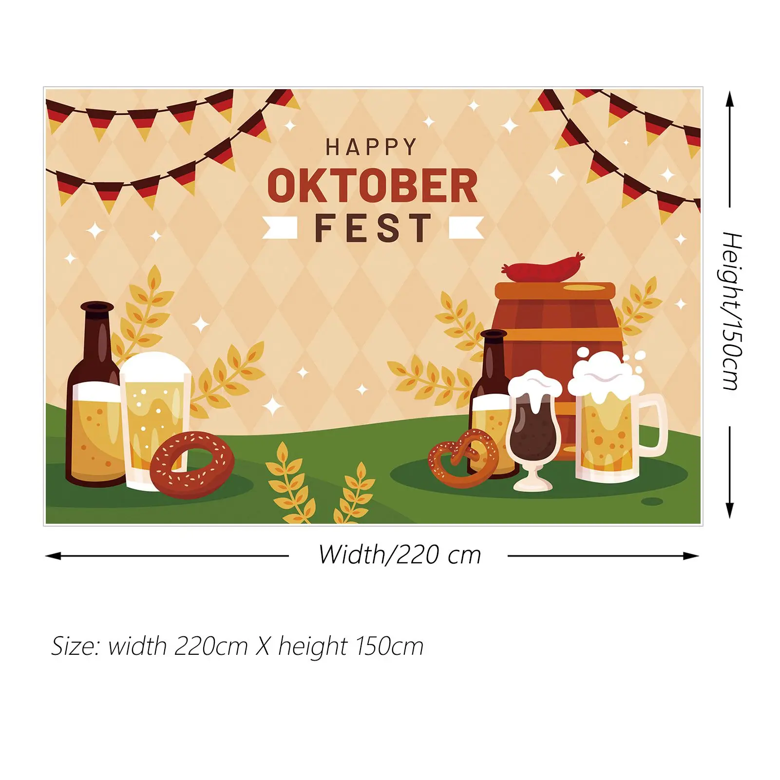 HOLD.QG Hátteret Boldog Müncheni Oktoberfest Banner Sör Fesztivál, Buli Fotó Háttér Hordó Bagel Kolbász Ellenőrizze, Fali Dekoráció - 3
