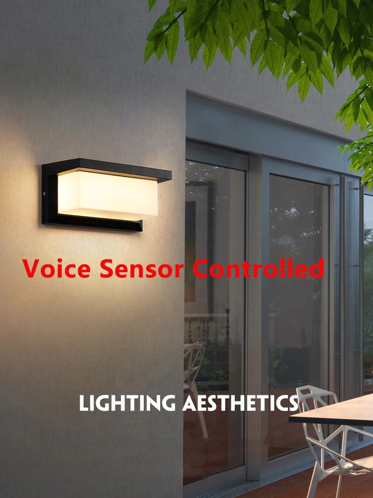 Waterprof Led Fali Lámpa Hang Érzékelő Automatikusan Világítani Kezd, Fali Lámpa Veranda, Erkély Kerti Lámpák Hang Érzékelő, Ellenőrzött - 0