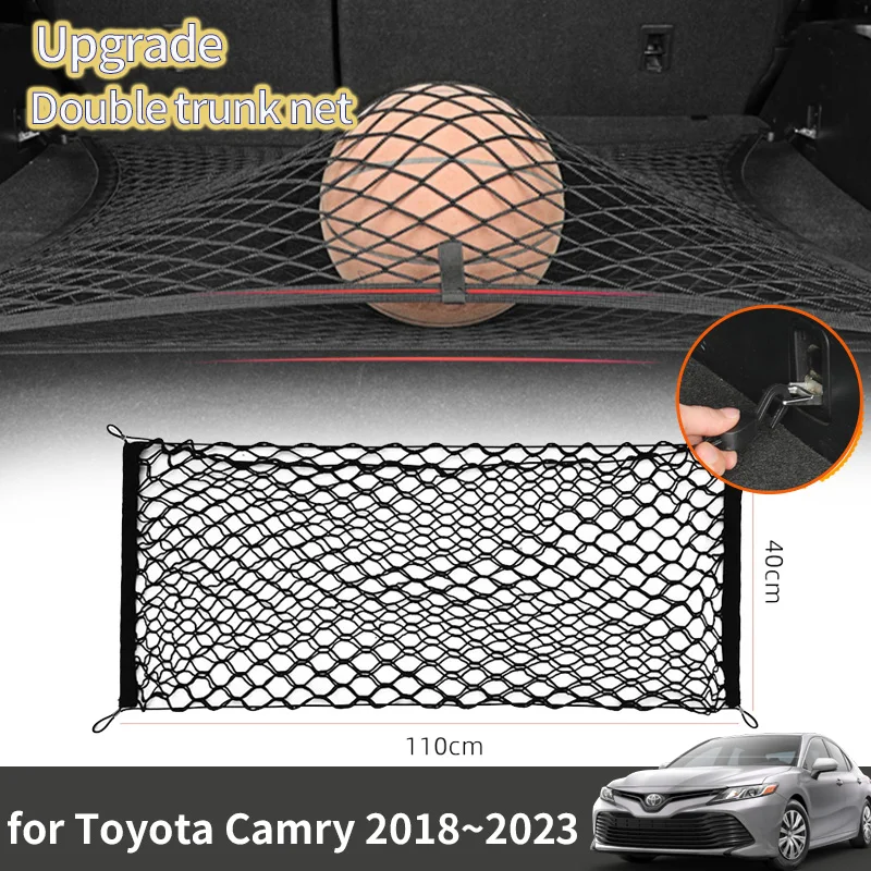 Toyota Camry XV70 2018 2019 2020 2021 2022 2023 Accessorie Autó Csomagtartó Csomagtartó Háló Rugalmas Továbbfejlesztett Automatikus Dupla Tároló Szervező - 0