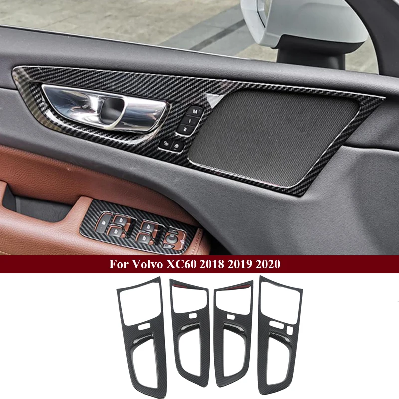 Szénszálas Stílusú Irányítást Audio Beállító Gomb Panel Berendezés Fedelét A Volvo XC60 2018 Autó Stílus Belső Kiegészítők - 1
