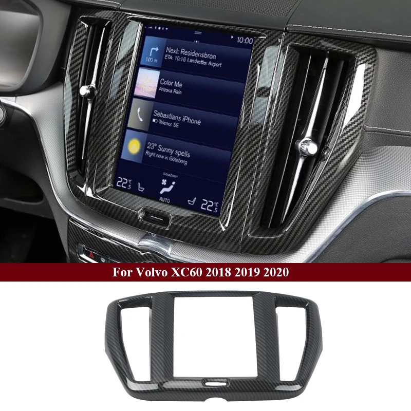 Szénszálas Stílusú Irányítást Audio Beállító Gomb Panel Berendezés Fedelét A Volvo XC60 2018 Autó Stílus Belső Kiegészítők - 2