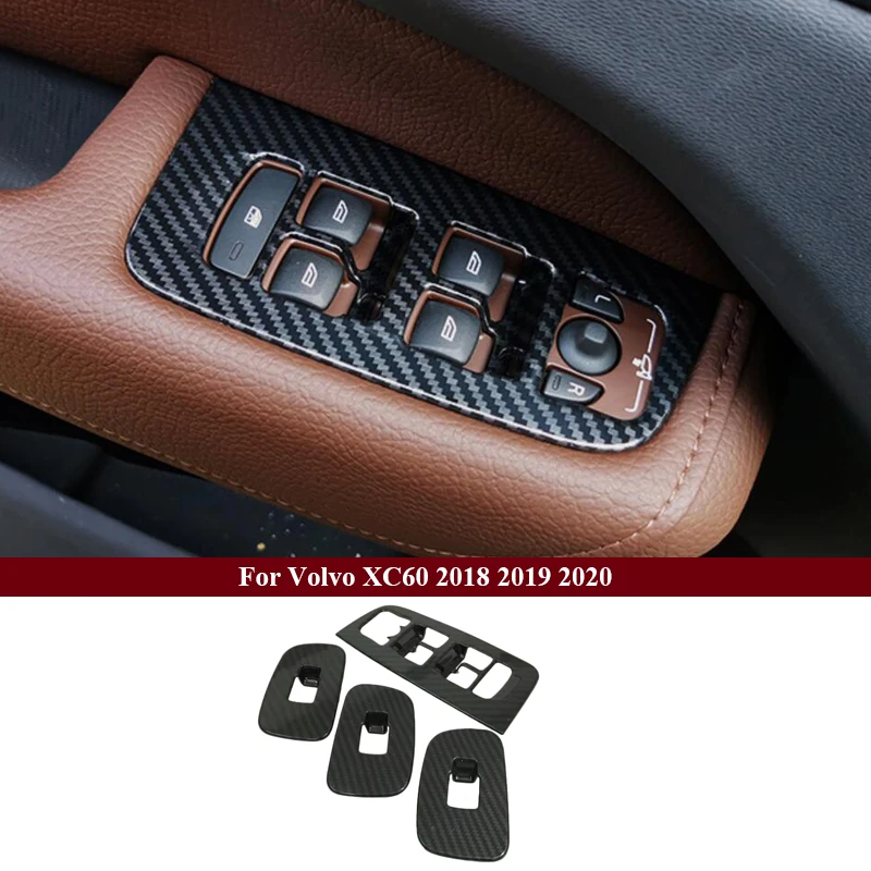 Szénszálas Stílusú Irányítást Audio Beállító Gomb Panel Berendezés Fedelét A Volvo XC60 2018 Autó Stílus Belső Kiegészítők - 3