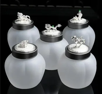 Áttetsző Üveg Üveg Állat-Fedezze Dekoratív Üveggel Lezárt Üvegeket Megvastagodott Üveg Tea Doboz Haza Tároló Tartály