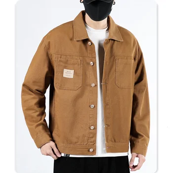 Új farmer dzseki férfi divat márka laza alkalmi jóképű, nagy méretű, minden egyforma kabát